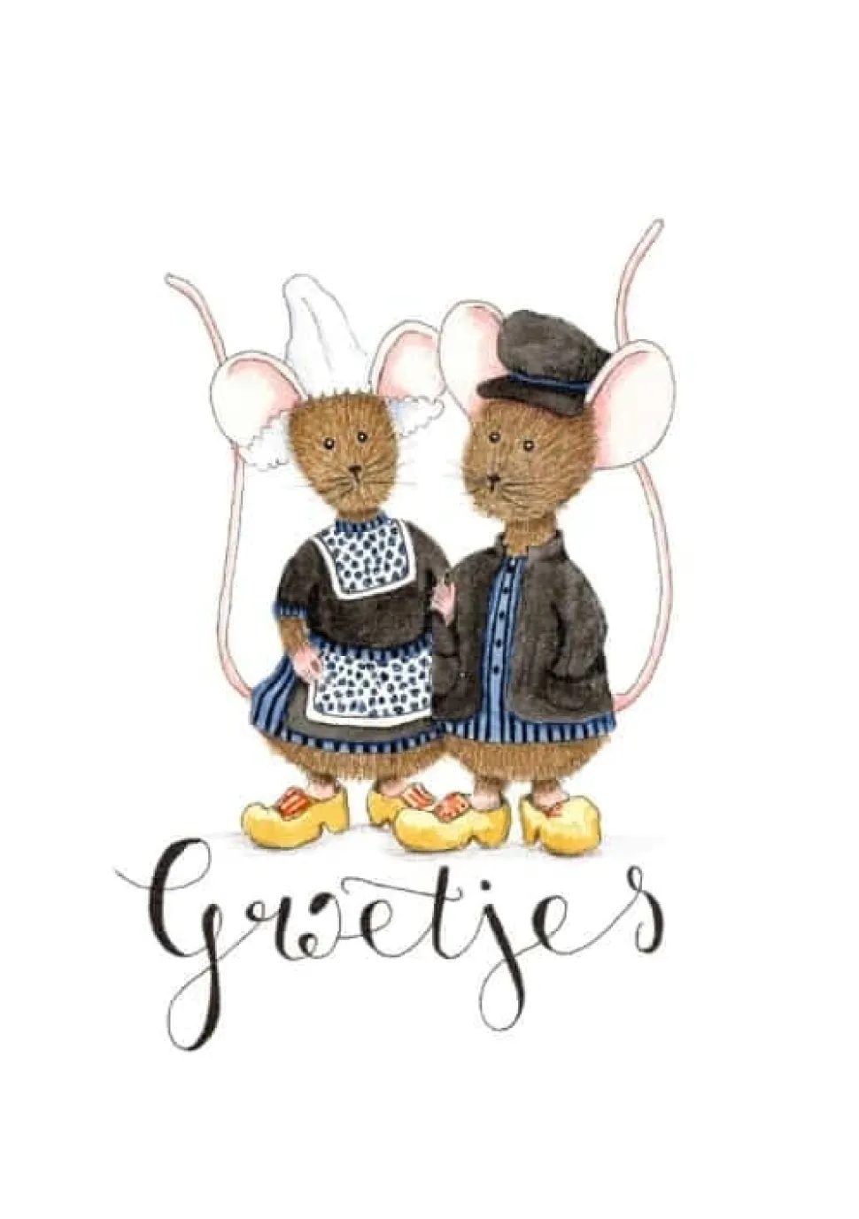 Anillustration Ansichtkaart Muisjes in klederdracht
