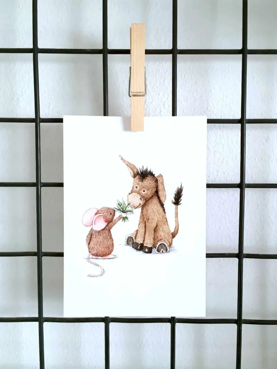 Anillustration Ansichtkaart Ezel & muis lelietje van dalen