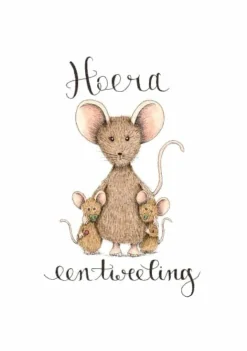 Anillustration Ansichtkaart Hoera een tweeling