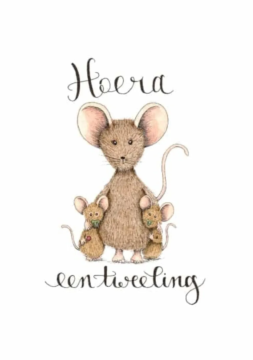 Anillustration Ansichtkaart Hoera een tweeling