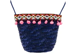 BB Klostermann Schoudertas met Roze Pompons Blauw