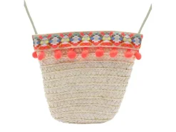 BB Klostermann Schoudertas met Oranje Pompons Wit