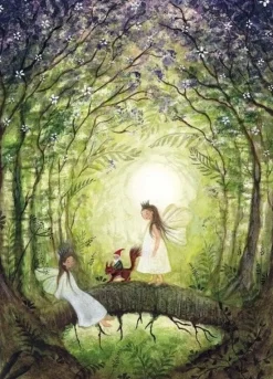 Bijdehansje Postkaart Fairies with Squirrel