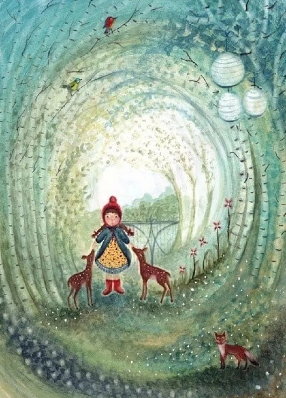 Bijdehansje Postkaart Girl with Deer