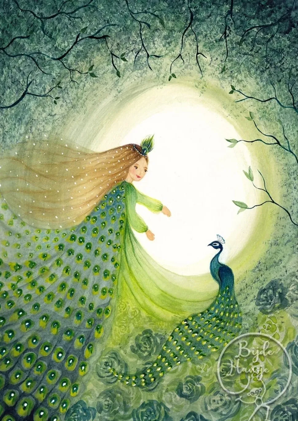 Bijdehansje Postkaart Peacock princess