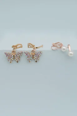 Boutique Butterfly Clip On Earrings, 2 Sets