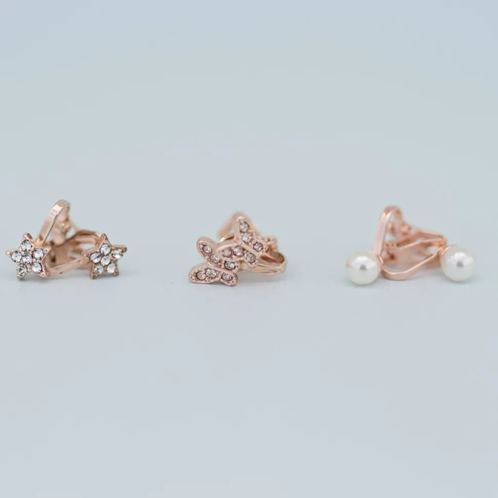 Boutique Dazzle Clip On Earrings, 3 Sets