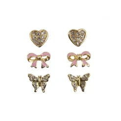 Boutique Dazzle Studded Earrings, 3 Sets