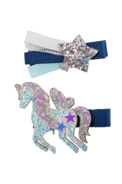 Boutique Navy Unicorn Star Hairclip, 2 styles assorted