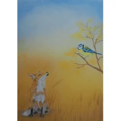 Brechtje Duijzer Ansichtkaart Vos en Pimpelmees