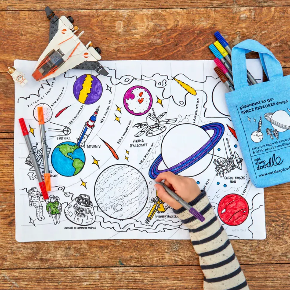 eat sleep doodle Placemat to go Space Explorer
