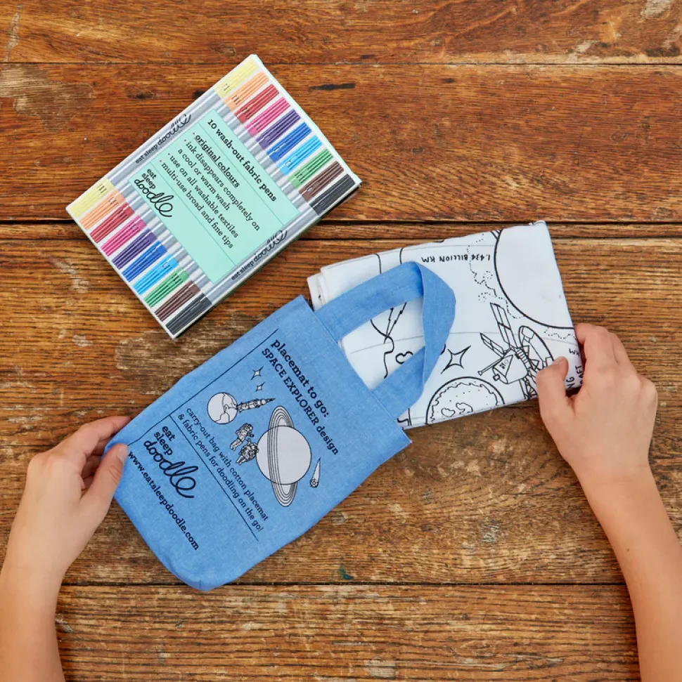 eat sleep doodle Placemat to go Space Explorer