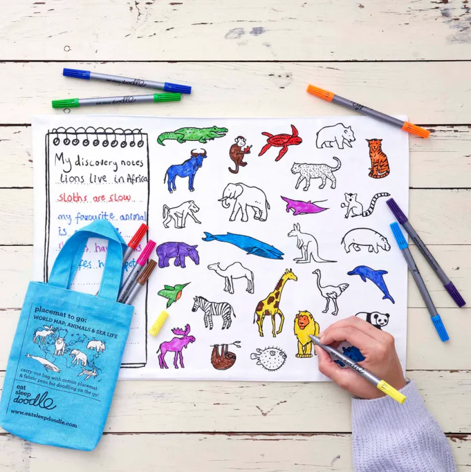 eat sleep doodle Placemat to go World Map