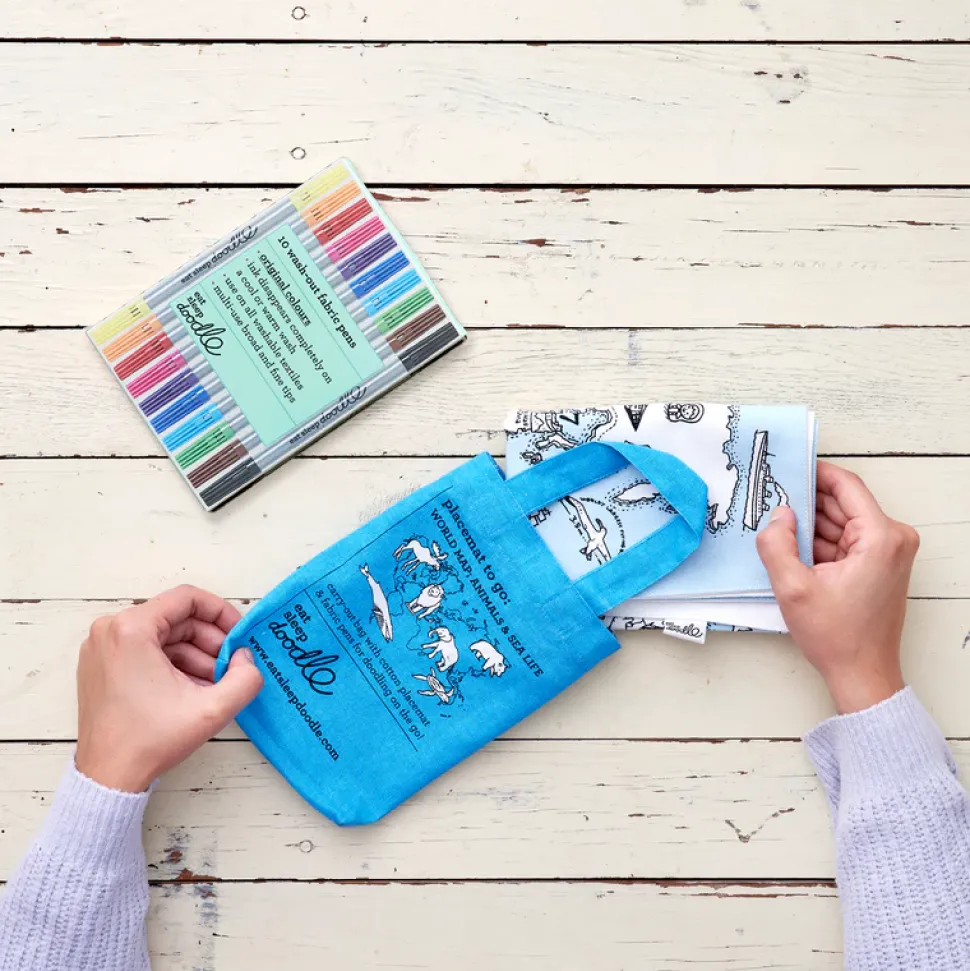 eat sleep doodle Placemat to go World Map