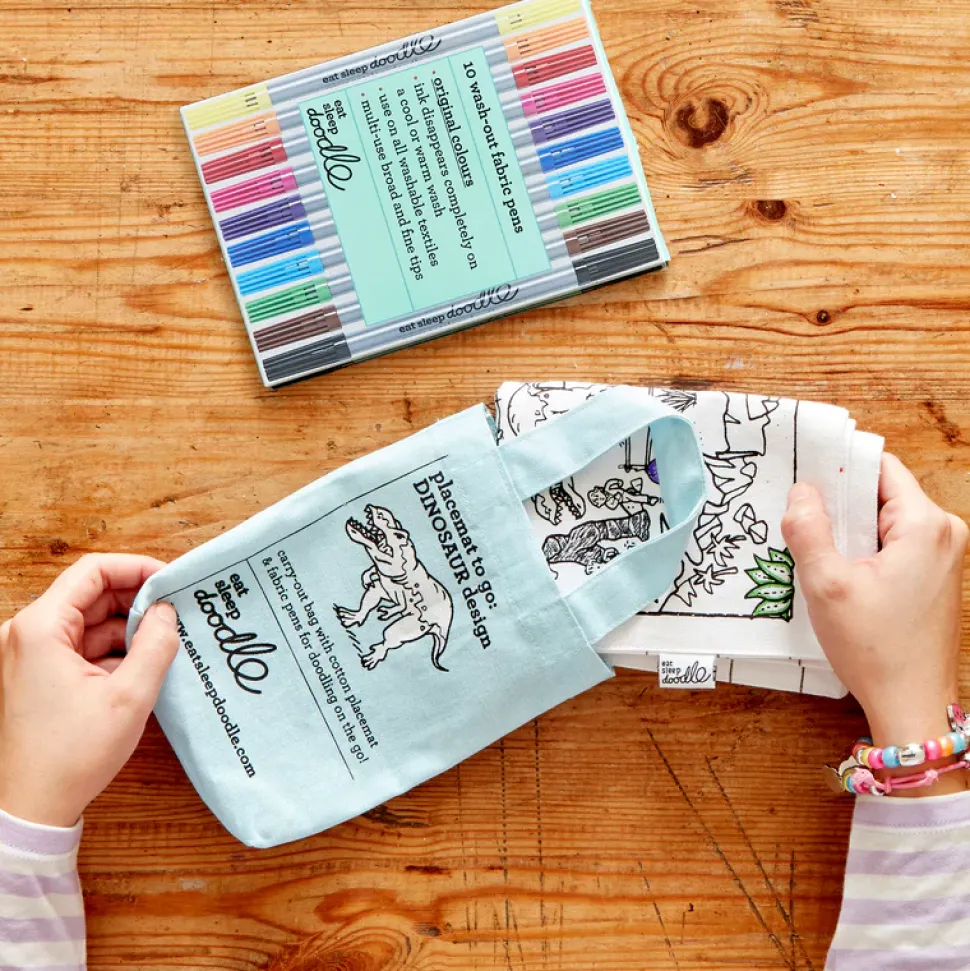 eat sleep doodle Placemat to go Dino