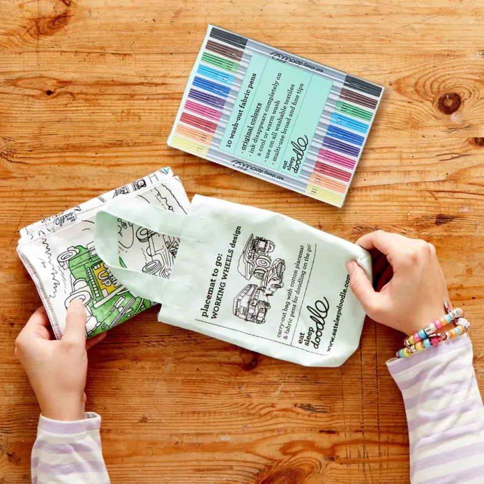 eat sleep doodle Placemat to go Working Wheels