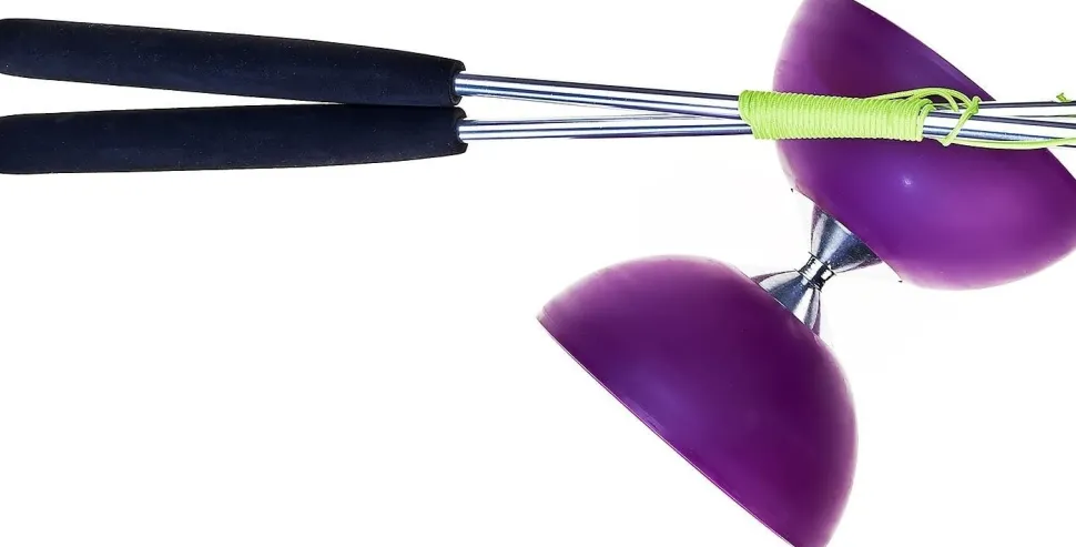 Eureka Acrobat Rubber Diabolo Paars met Alu Handstokken