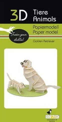 Fridolin 3D Papiermodel Hond Golden Retriever