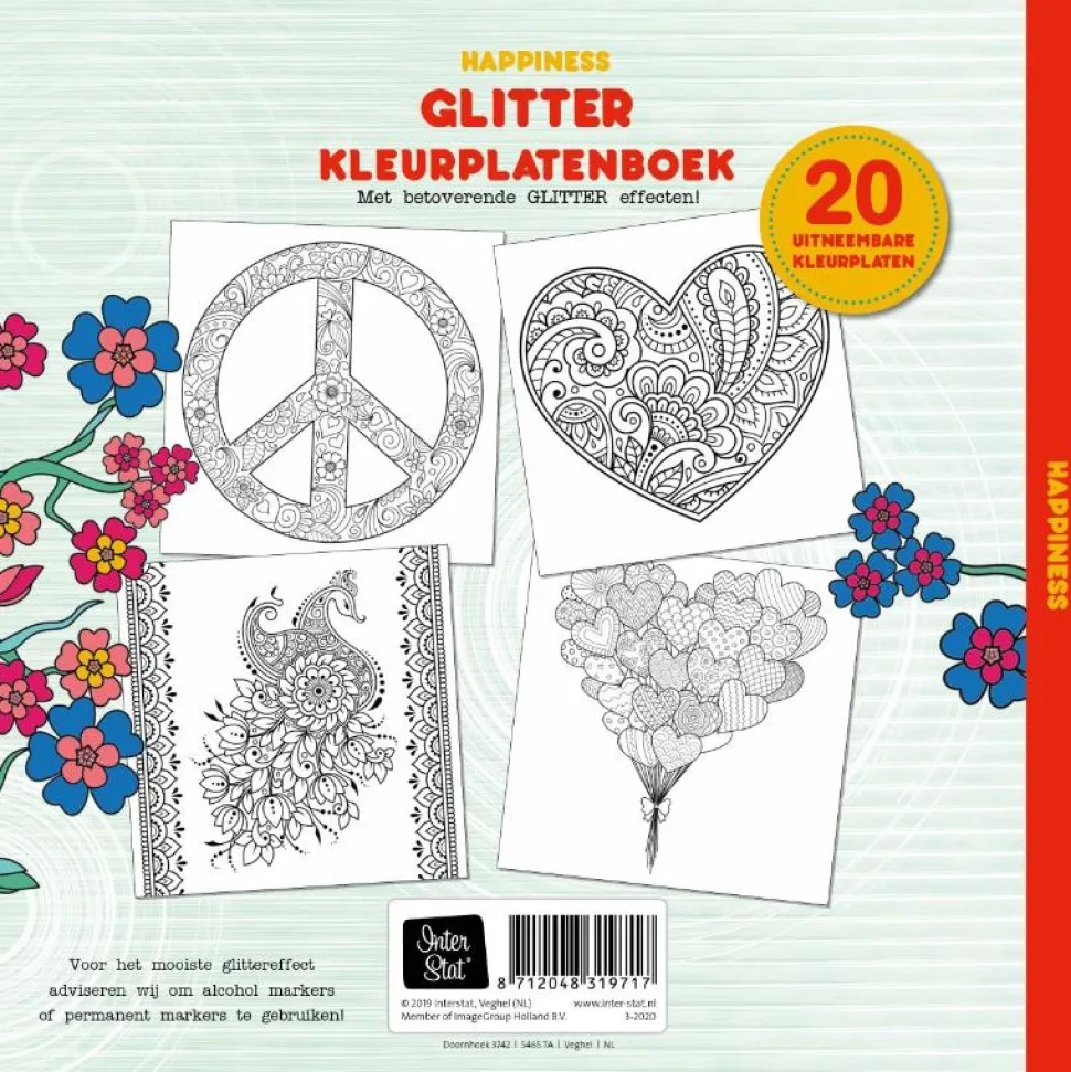 Glitter Kleurplaten Boek Happiness