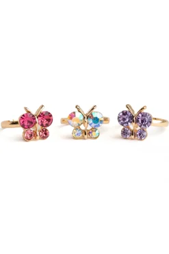 Great Pretenders Boutique Butterfly Gem Rings, 3Pcs