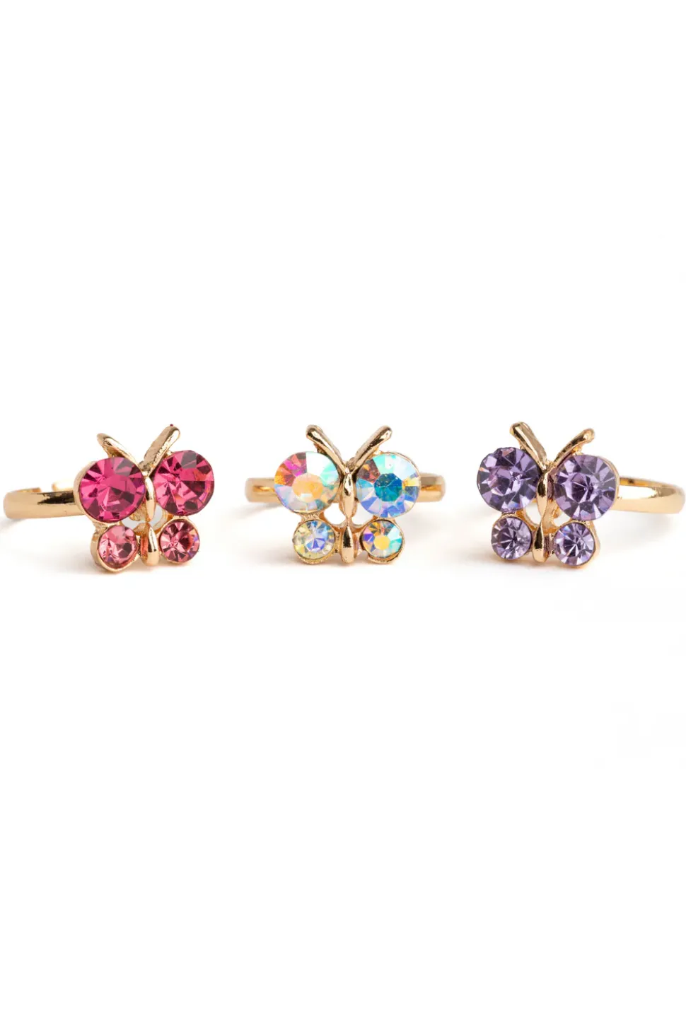 Great Pretenders Boutique Butterfly Gem Rings, 3Pcs