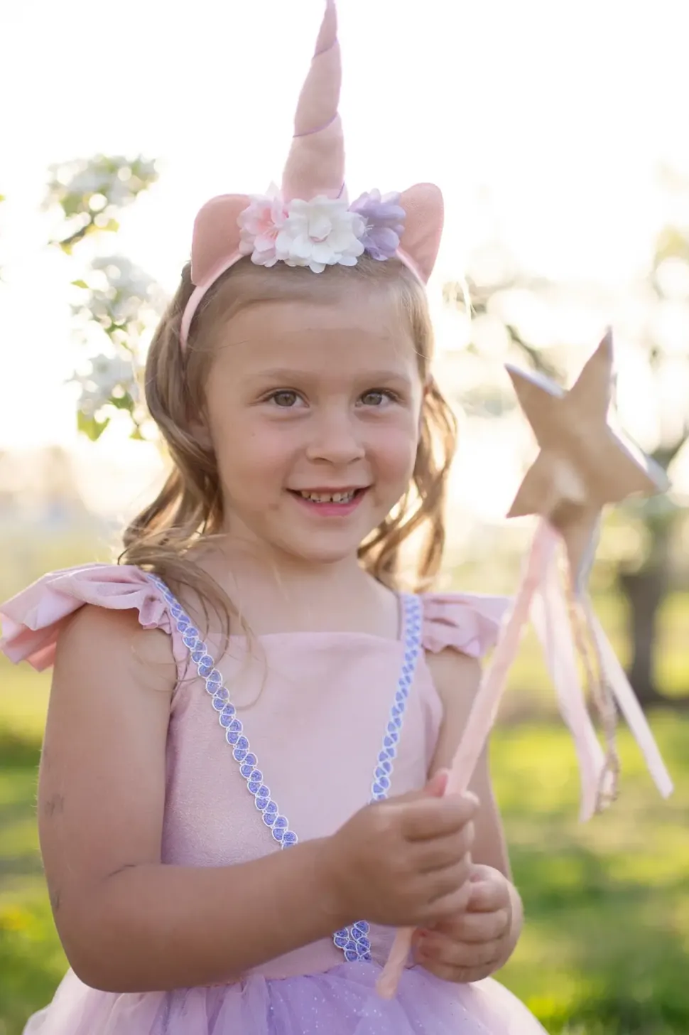 Great Pretenders Shimmer Unicorn Jurk & Diadeem Pink size 5-6