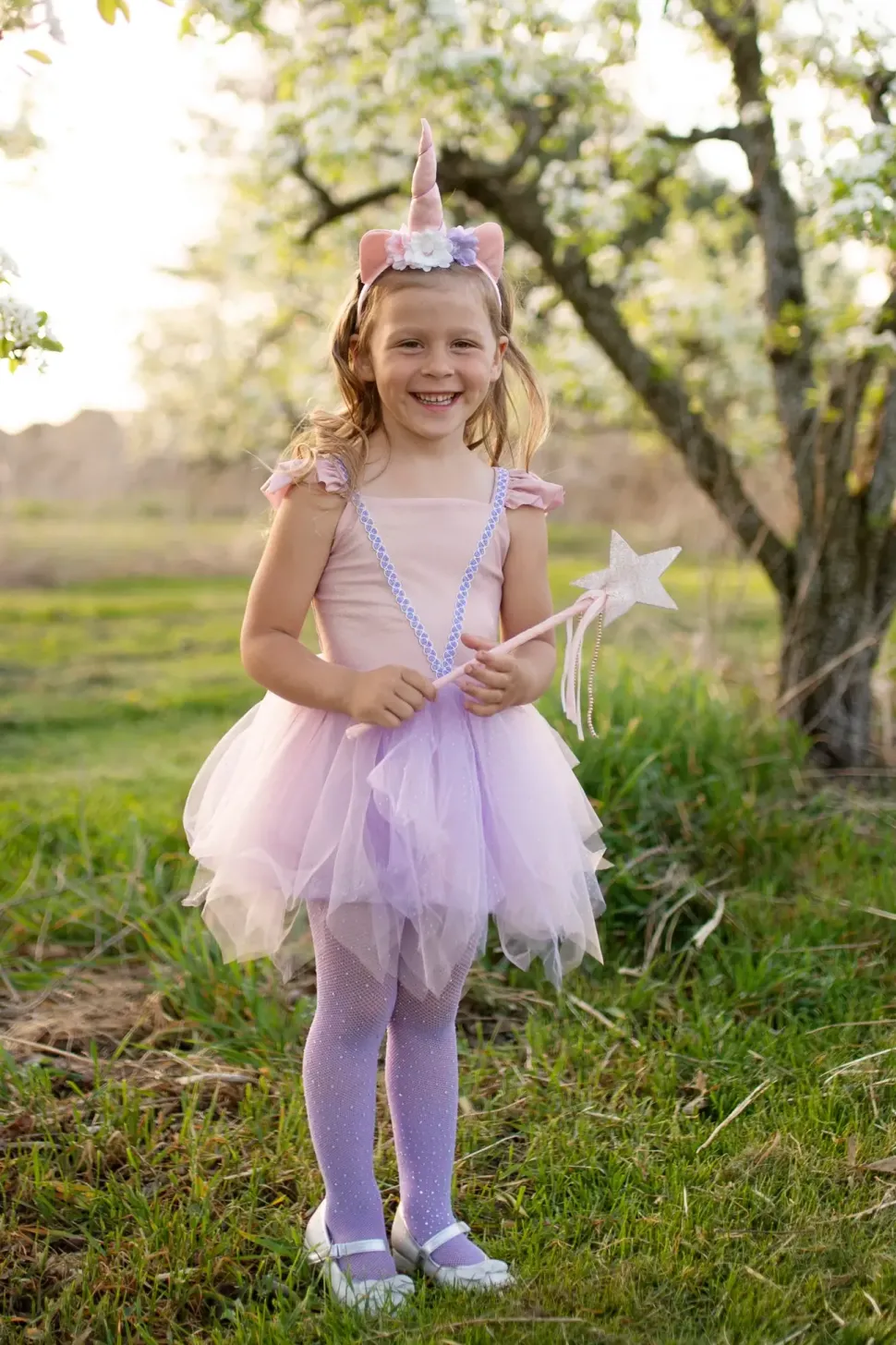 Great Pretenders Shimmer Unicorn Jurk & Diadeem Pink size 5-6