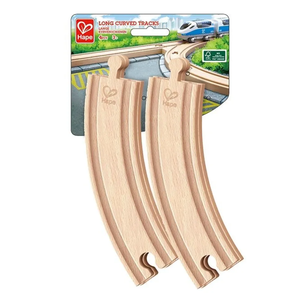 Hape Spoorbaan Uitbreiding Bocht Lang 4-delig