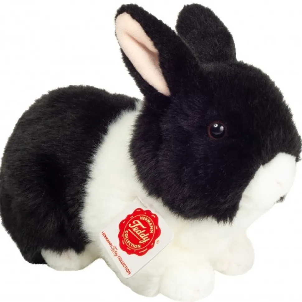 Hermann Teddy Knuffel Haas Zwart Wit 23 cm
