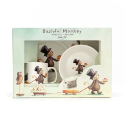 Jellycat Servies Set Bashful Monkey Kom, Kopje en Bord