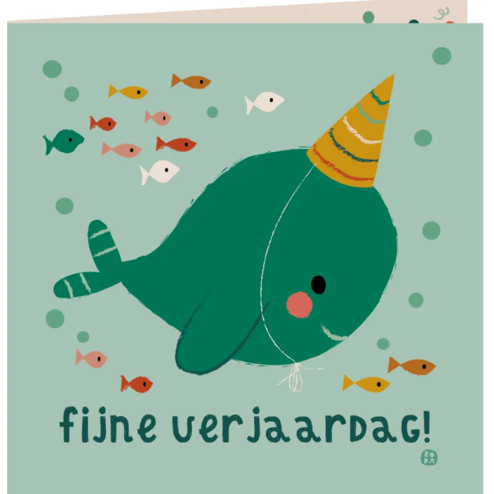 Kaart met envelop Narwal feesthoed