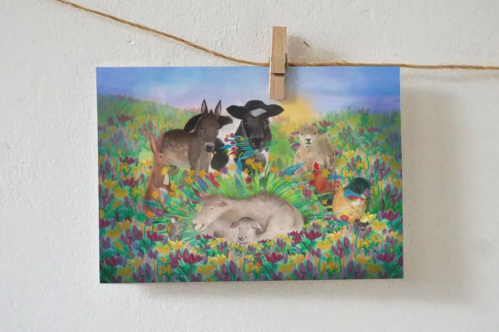 Lotte Drouen Ansichtkaart Lammetje geboren