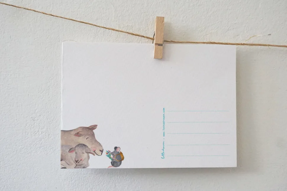 Lotte Drouen Ansichtkaart Lammetje geboren