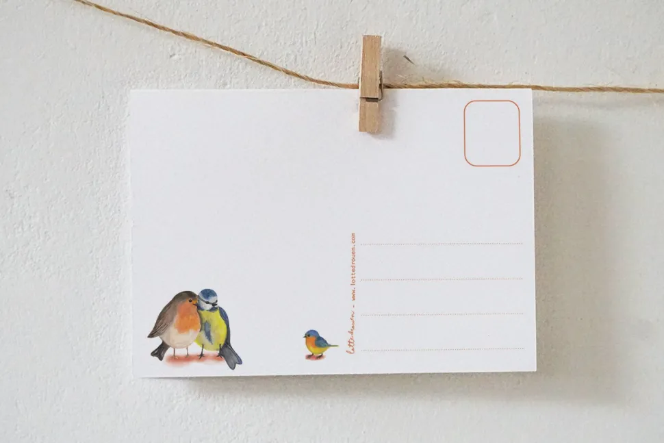 Lotte Drouen Ansichtkaart Vogelgezin in het Groen