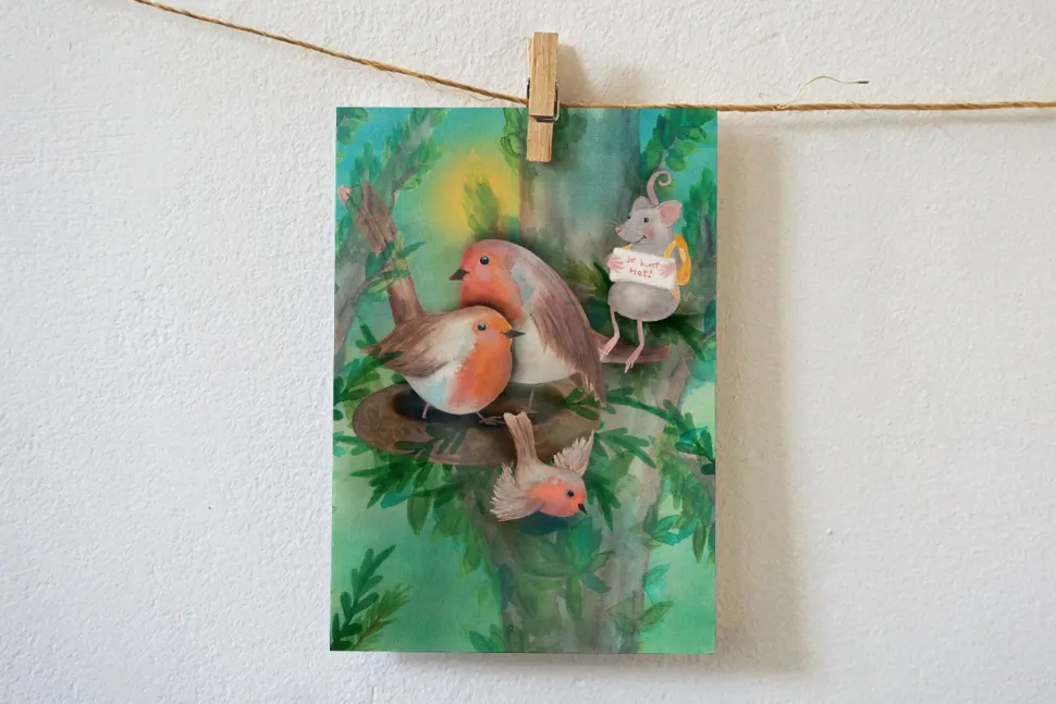 Lotte Drouen Ansichtkaart Je kunt het vogel!