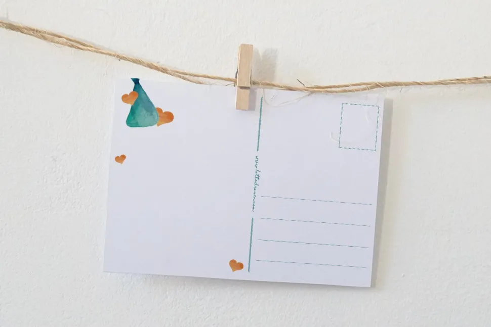 Lotte Drouen Ansichtkaart Hiep hiep hoera ooievaar