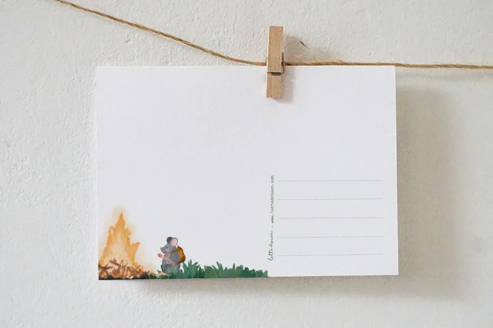 Lotte Drouen Ansichtkaart Kampvuur met Wilde Dieren