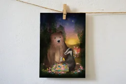 Lotte Drouen Ansichtkaart Beer, das en vos bedankt!