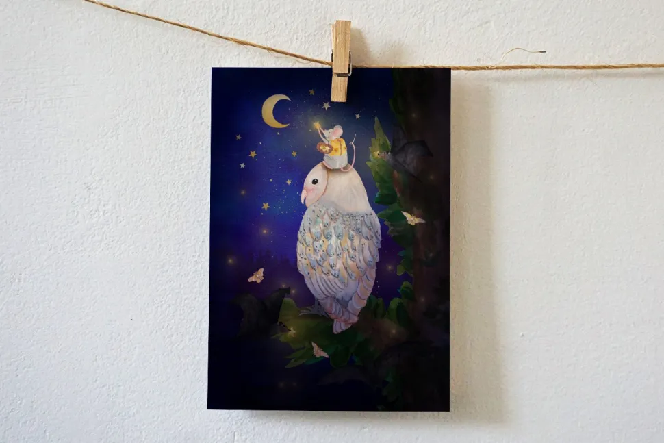 Lotte Drouen Ansichtkaart Sterren ophangen in de nacht