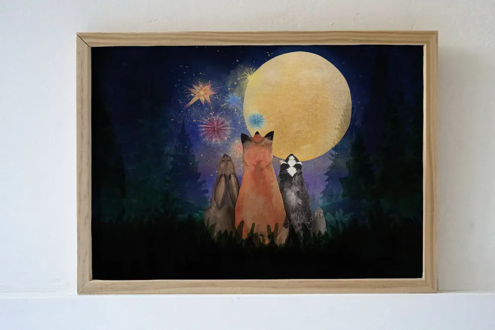 Lotte Drouen Poster Kleurrijke Nacht A3