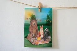 Lotte Drouen Wenskaart Picknicken met Bosdieren