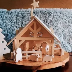 lovelties Kerststal met 12 Figuurtjes Hout