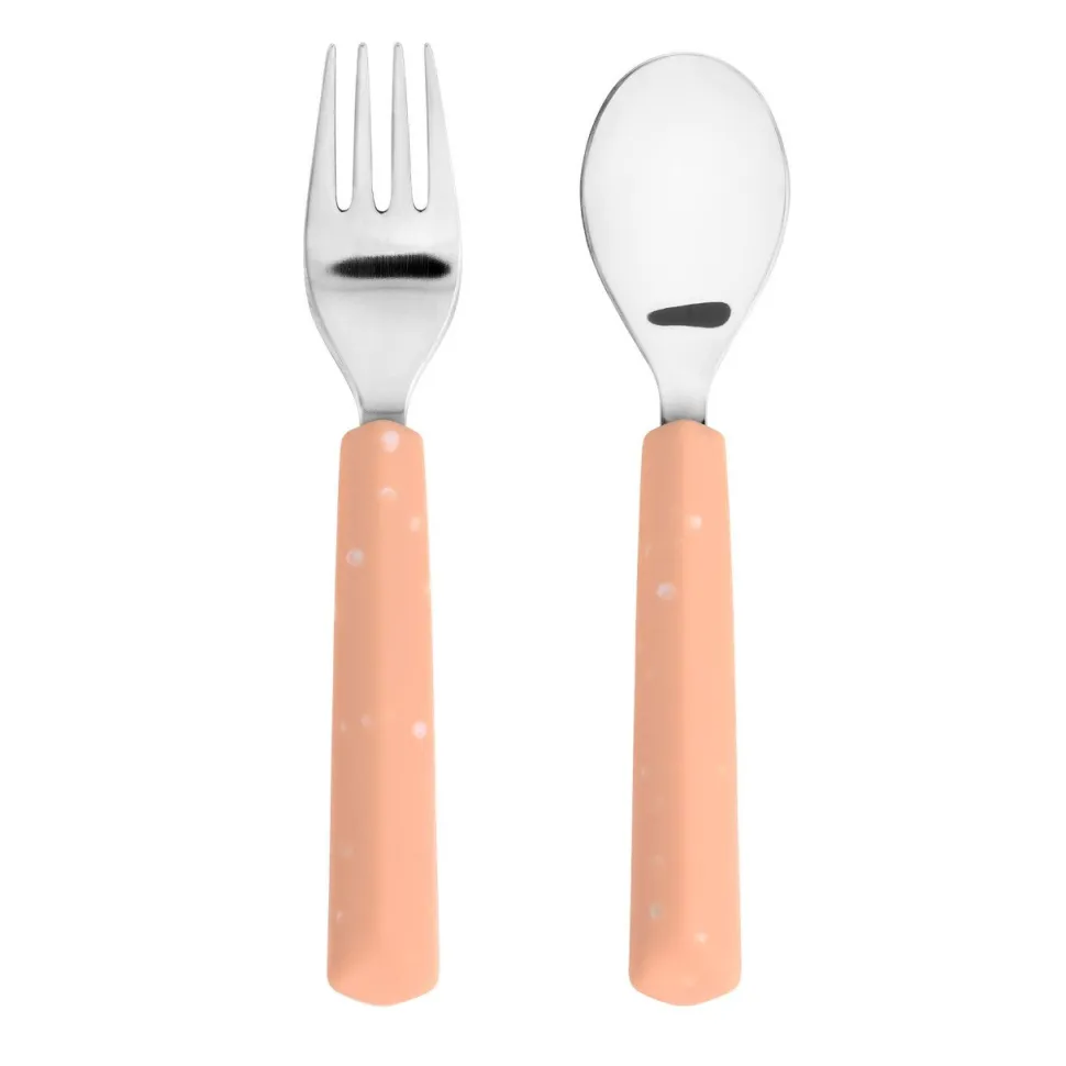 Lässig Kinderbestek Set Vork en Lepel Abrikoos