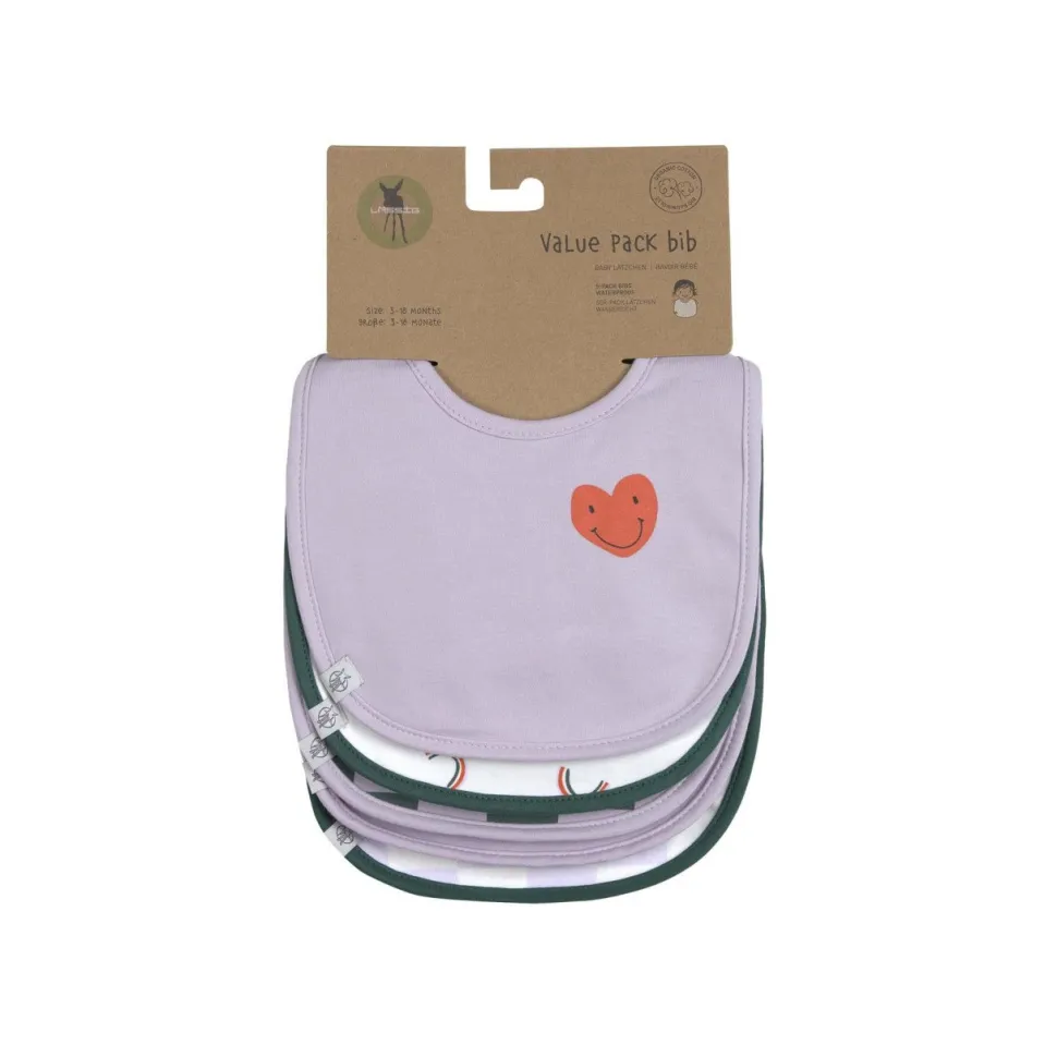 Lässig Slabbetjes Happy Rascals Hart Lavendel Set 5-delig