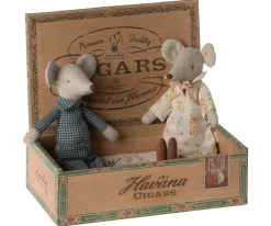 Maileg Knuffelmuis Opa en Oma in Cigarbox 17cm