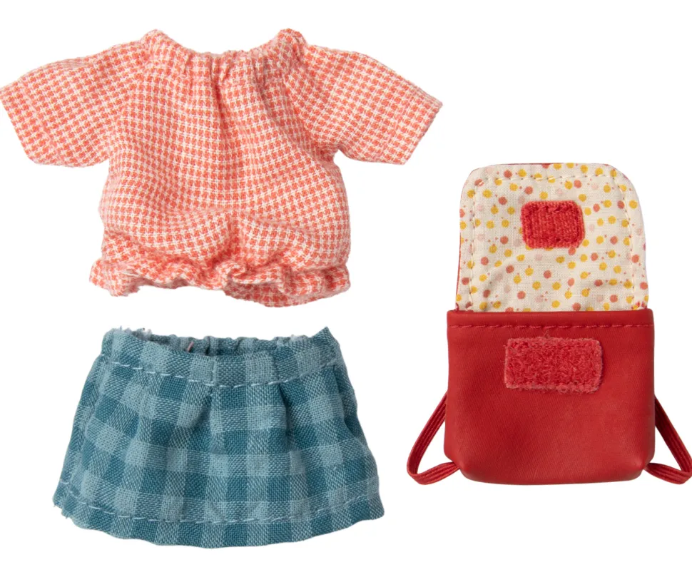 Maileg Tricycle Mouse Grote Zus met Rugzak Rood