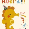 Postkaart Hieper de piep hoera (zeepaardje)