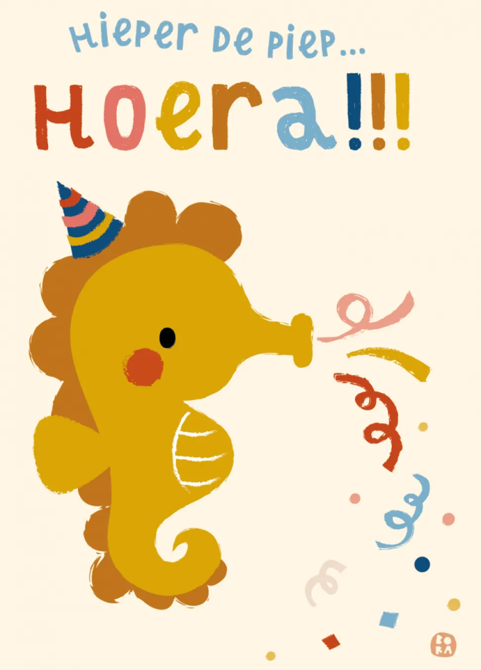 Postkaart Hieper de piep hoera (zeepaardje)