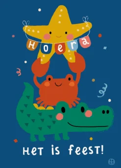 Postkaart Zee Het is feest