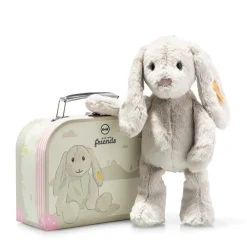 Steiff Knuffel Konijn Hoppie in Koffertje lichtgrijs 26 cm